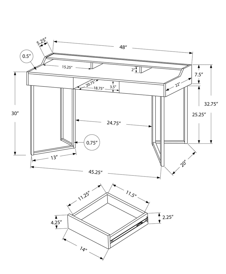 Homeroots Office Mae Storage Desk with Drawers