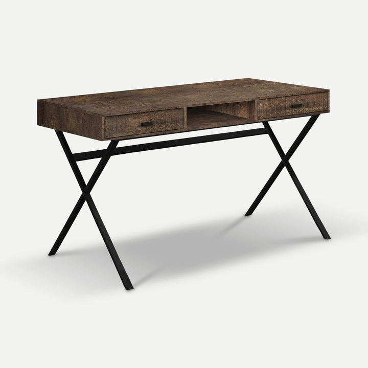 Homeroots Office Mina X-Frame Writing Desk with Drawers