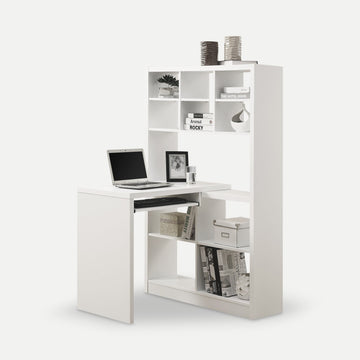 Homeroots Office Parker L-Shaped Desk with Bookshelf