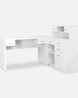 Homeroots Office Reed L-Shaped Desk with Storage Drawers