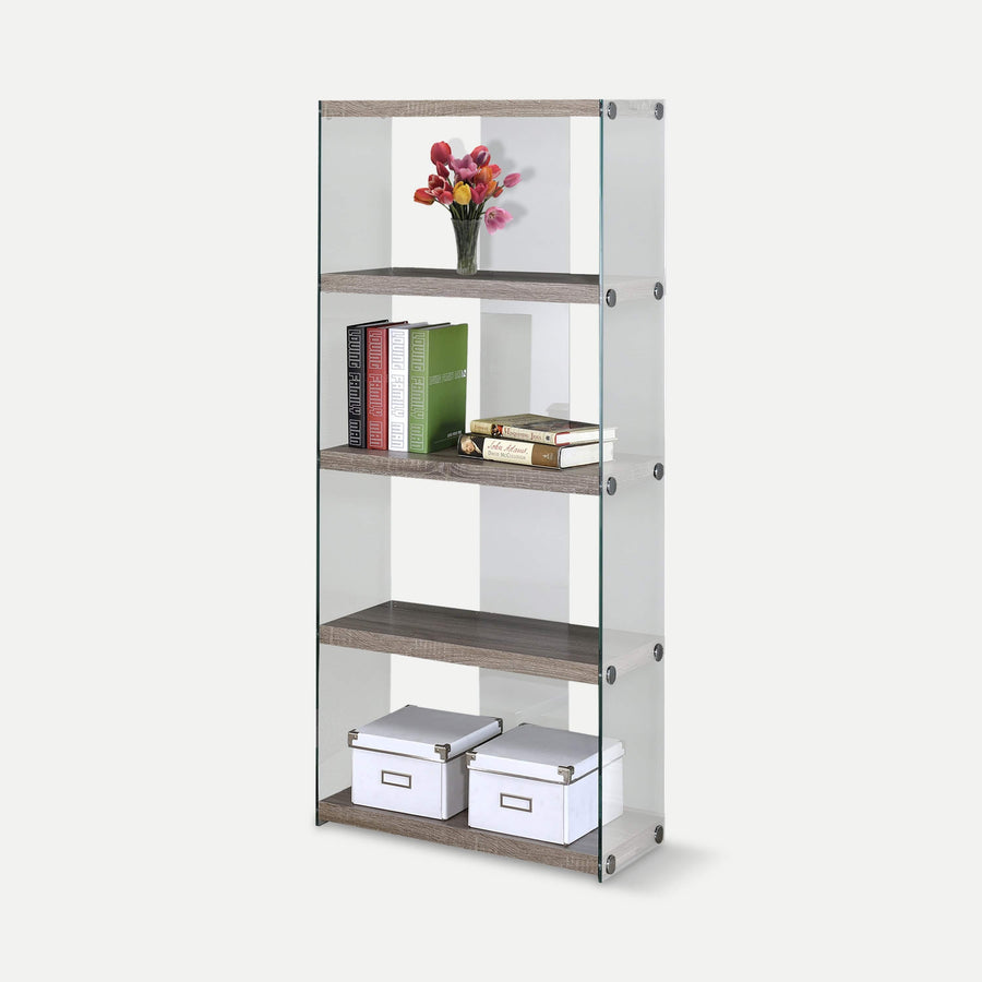 Homeroots Office Remy Modern Bookcase with Glass Frame