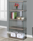 Homeroots Office Remy Modern Bookcase with Glass Frame