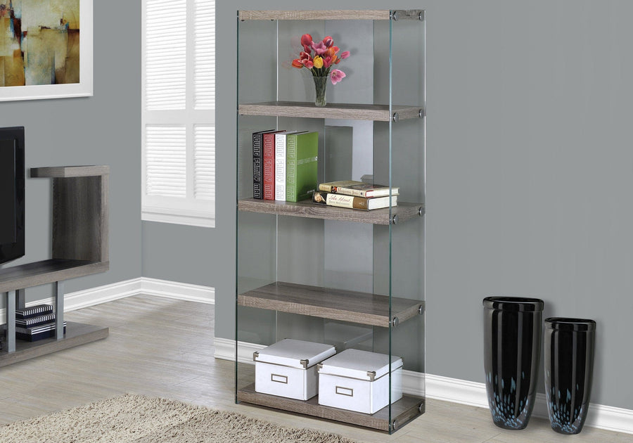 Homeroots Office Remy Modern Bookcase with Glass Frame