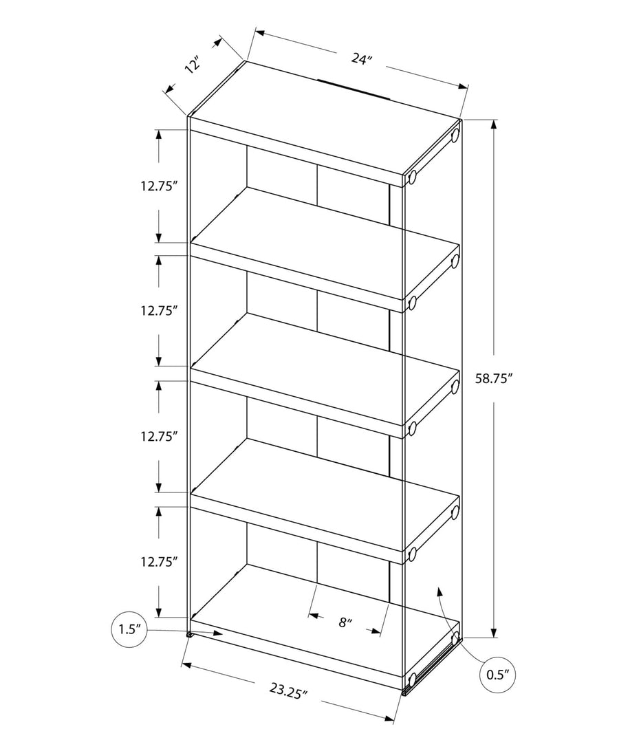 Homeroots Office Remy Modern Bookcase with Glass Frame