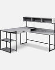 Homeroots Office Wells Multi-Tier L-Shaped Desk with Storage
