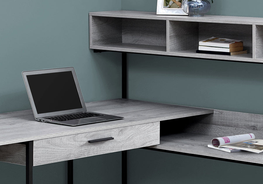 Homeroots Office Wells Multi-Tier L-Shaped Desk with Storage