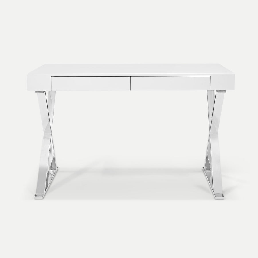 Homeroots Office Wesley Modern X-Frame Storage Desk with Drawers