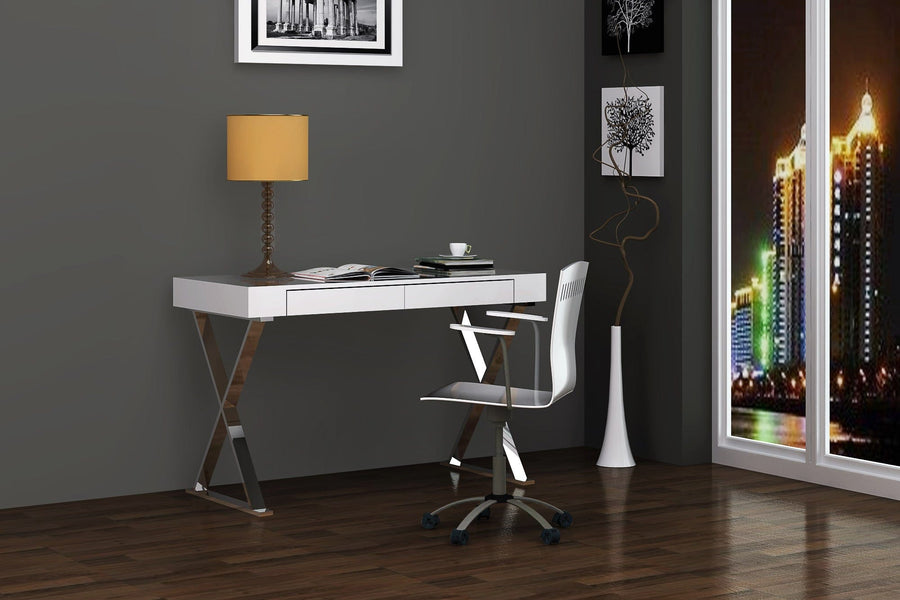 Homeroots Office Wesley Modern X-Frame Storage Desk with Drawers