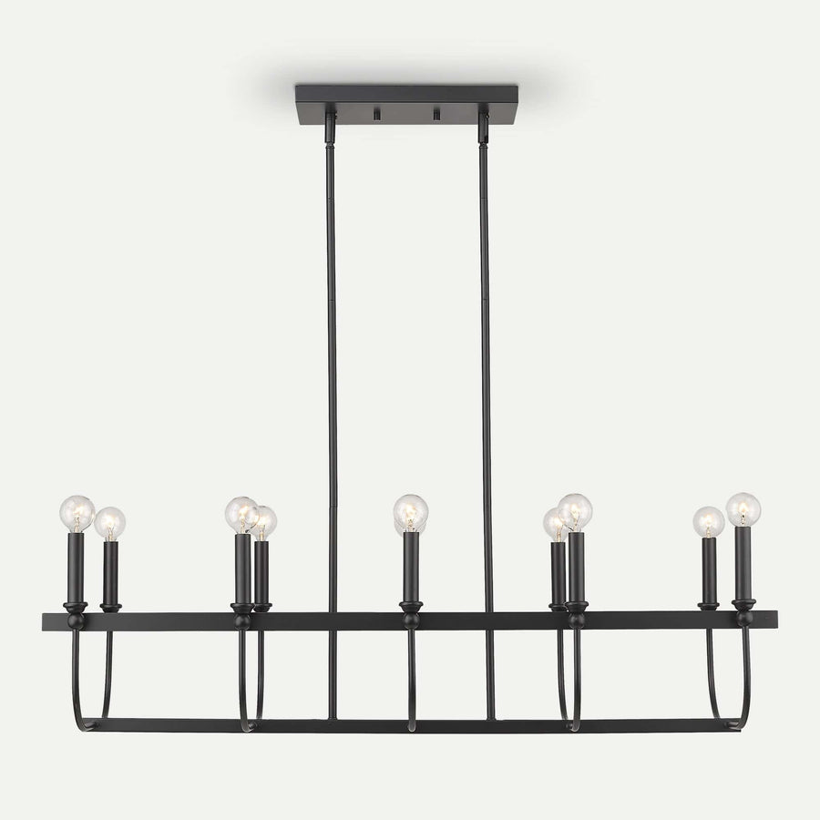 Homeroots Outdoor Beckett 10-Light Matte Black Island Pendant