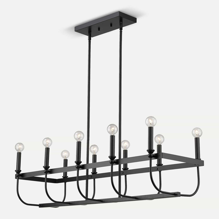 Homeroots Outdoor Beckett 10-Light Matte Black Island Pendant