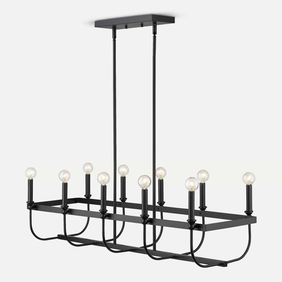 Homeroots Outdoor Beckett 10-Light Matte Black Island Pendant