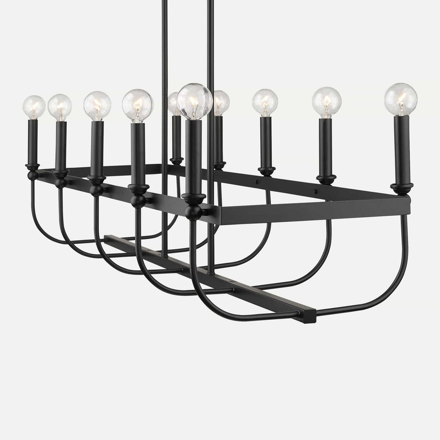 Homeroots Outdoor Beckett 10-Light Matte Black Island Pendant