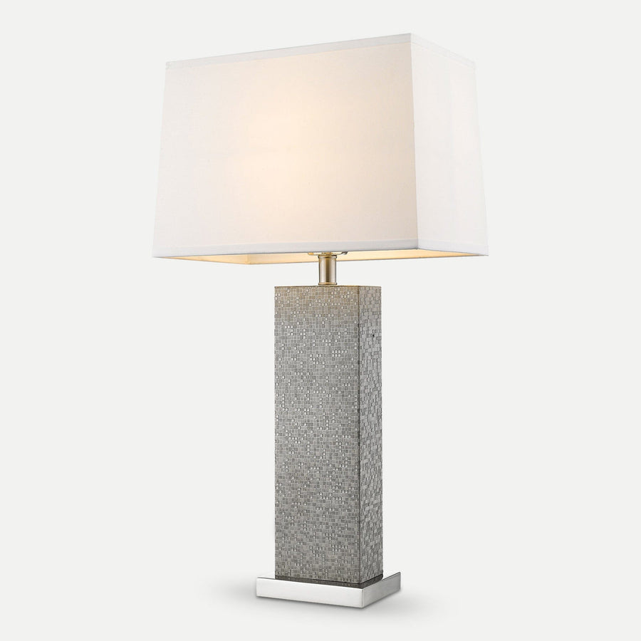 Homeroots Outdoor Merge Brushed Nickel & Pewter Table Lamp