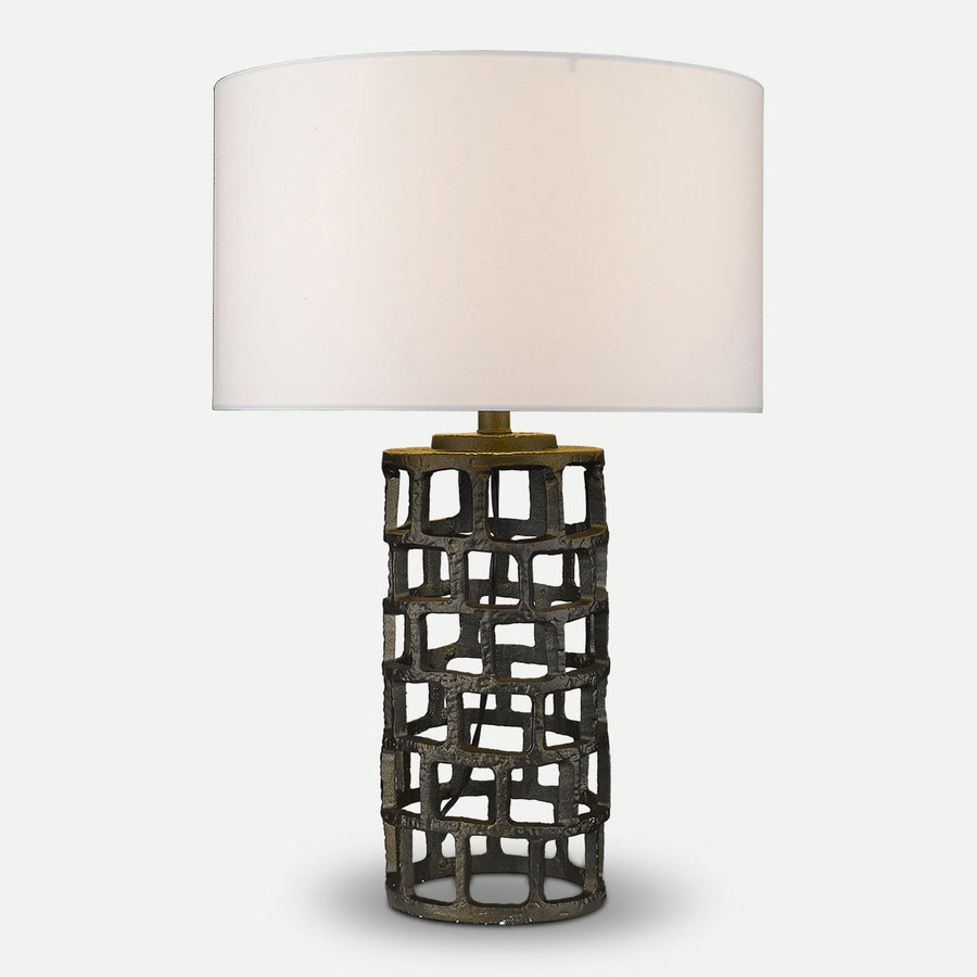 Homeroots Outdoor Remy Geometric Cylinder Table Lamp