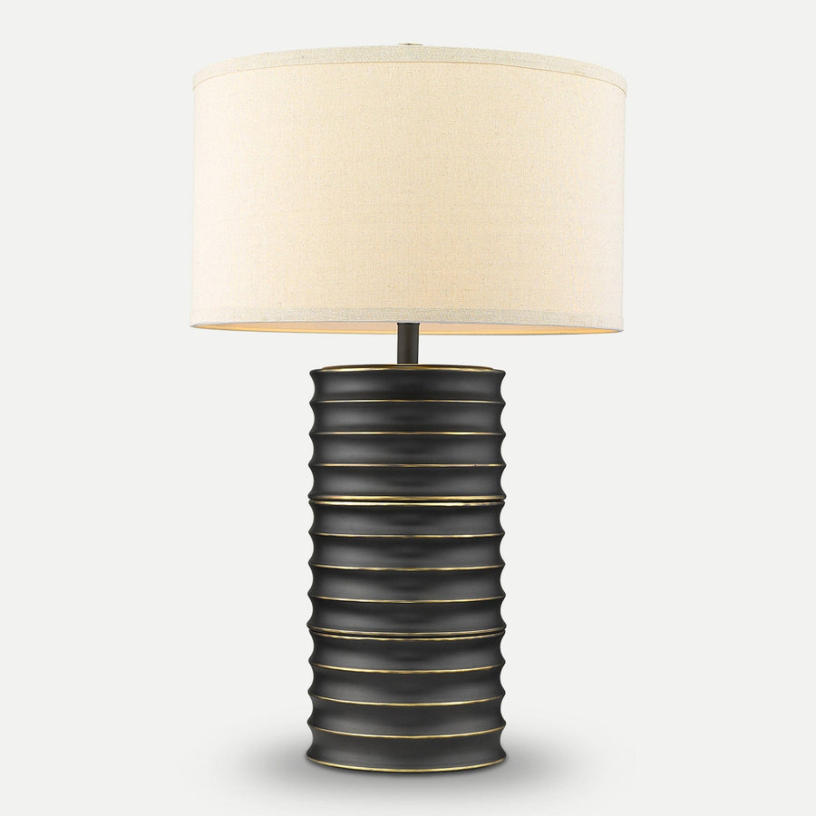 Homeroots Outdoor Wave Aged Brass Table Lamp