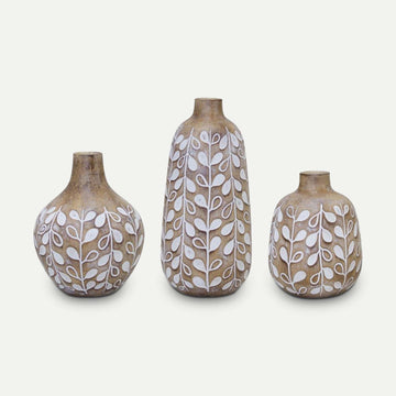Melrose Home Goods & Essentials Nora 5.25", 6" & 8.75" Set-of-3 Resin Vases