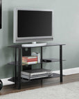 Monarch Living Room Cara 3-Tier Corner TV Stand with Open Storage
