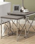 Monarch Living Room Kori Square Industrial Nesting Tables with Metal Frame