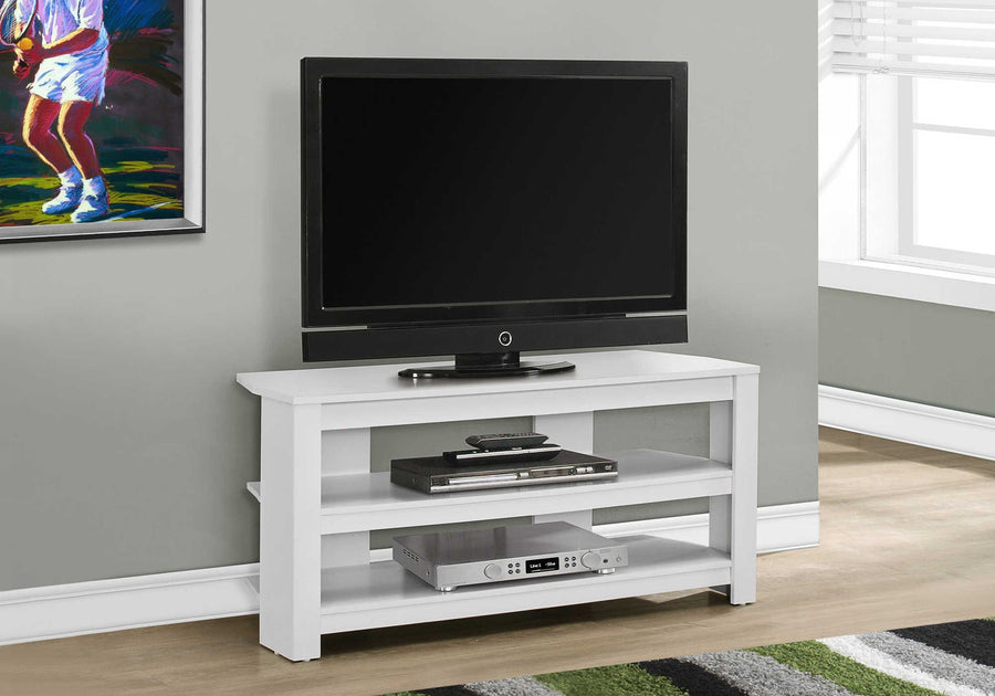 Monarch Living Room Leighton 3-Tier Corner TV Stand Shelves