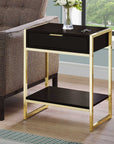 Monarch Living Room Miles Rectangle End Table with Drawer and Shelf