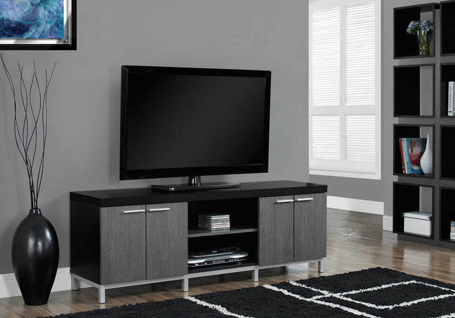 Monarch Living Room Nolan TV Stand with Open Storage and Cabinets