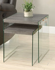 Monarch Living Room Remy Square Nesting Tables with Glass Frame