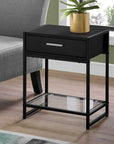 Monarch Living Room West End Table with Drawer and Glass Shelf