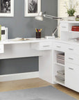 Monarch Office Reed L-Shaped Desk with Storage Drawers